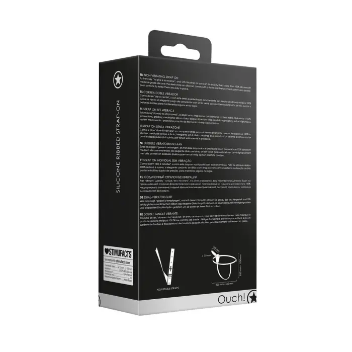 Silikona rievotais strap-on – regulējams – melns Foto 2