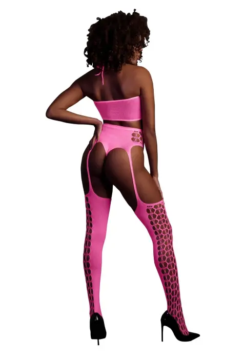 Two Piece with Crop Top and Stockings - Pink - XS/XL Foto 2