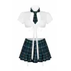 Christine Naughty Schoolgirl – plaid skirt, crop top & necktie set – white – S — Photo 4