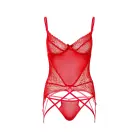 Кружевной комплект с топом из сетки – красный – L/XL — Фото 8