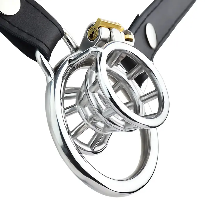 Cone Cell – male-to-female metal chastity device – adjustable elastic belt – 85–130 cm waist