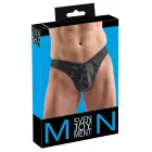 Svenjoyment Herren Rio – men's imitation leather thong with metal rings – black – 2XL — Photo 1