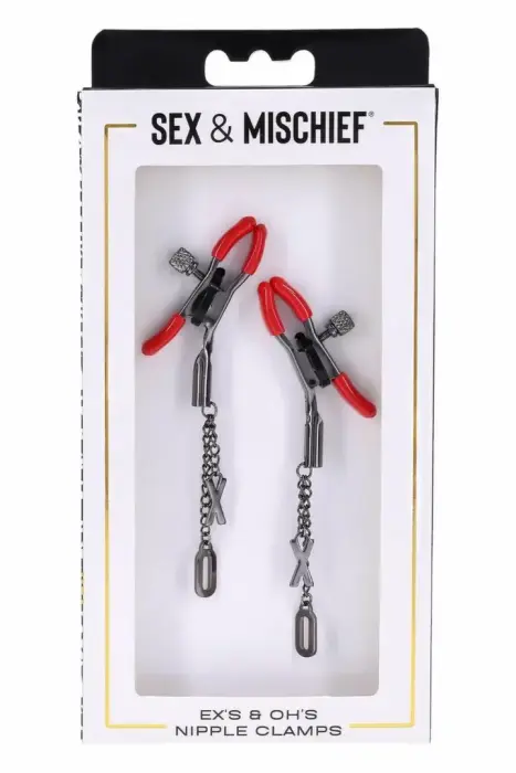 Sportsheets Ex's and Oh's – adjustable nipple clamps with charms – gunmetal