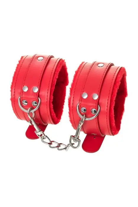 Anonymo handcuffs, PU leather, red, 27 cm Photo