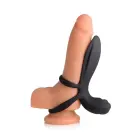 Silicone Vibrating Penis Sleeve with Remote Control – Black — Photo 4