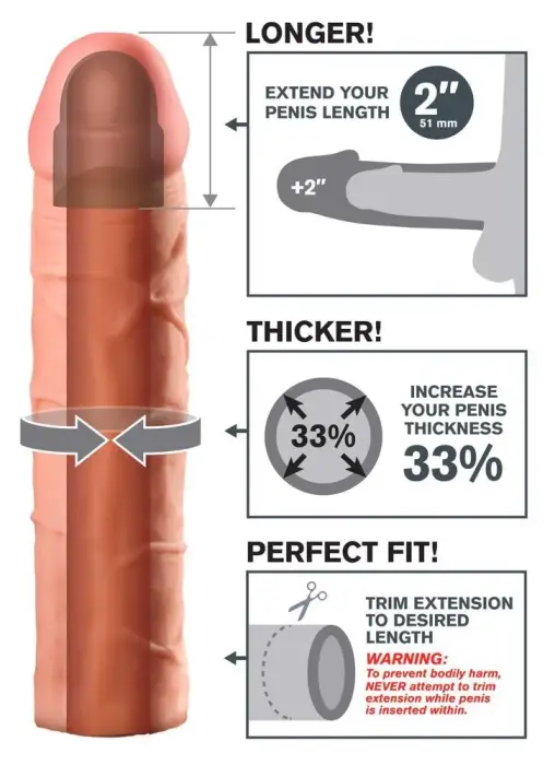 FXTP 2" Extension – reālistiska dzimumlocekļa pagarinājuma uzmava +5,1 cm