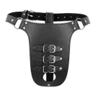 PU Leather Chastity Belt with Straps – Black — Photo 4