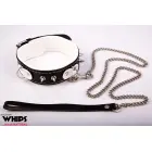 Leather Collar with Leash – White — Photo 1