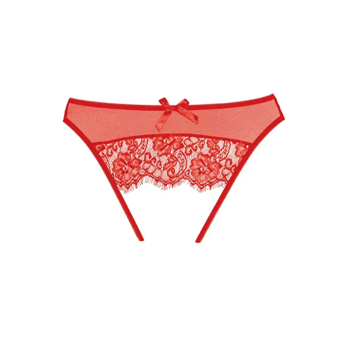 Exposé võrkkangast aluspüksid avatud jalgevahega – punased – One Size Photo