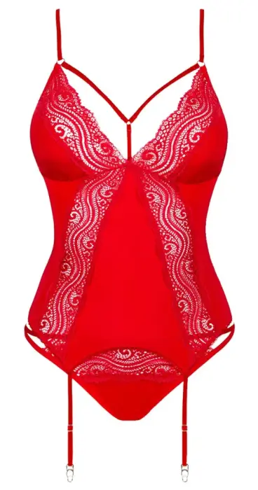 OBS Diyosa korsetes komplekts – sarkans – XS/S Foto 4