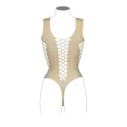 Bodijs ar dziļu V-izgriezumu un necaurspīdīgiem dekoriem – One Size Foto 10