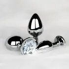 Round Gem Butt Plug - S - Silver/Diamond — Photo 8