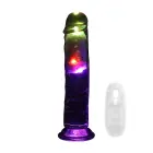 LED vibrējošs taisns vibrators – 20 cm – caurspīdīgs Foto 1