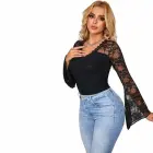 Subblime Teddy Floral Pattern кружевное боди с длинными рукавами – чёрное – S/M — Фото 7