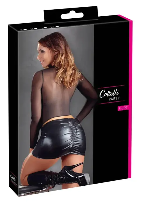 Black Wet Look Mini Skirt – XS