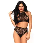 Halter-top ja kõrge vöökohaga stringid – M/L – must — Foto 1