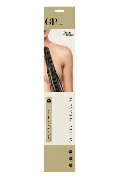 Guilty Pleasure Sable Strike Flogger – флоггер из веганской кожи с золотыми акцентами