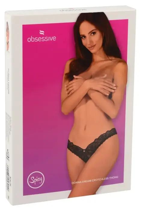 Obsessive Rio Crotchless Thong – Black – XL/2XL