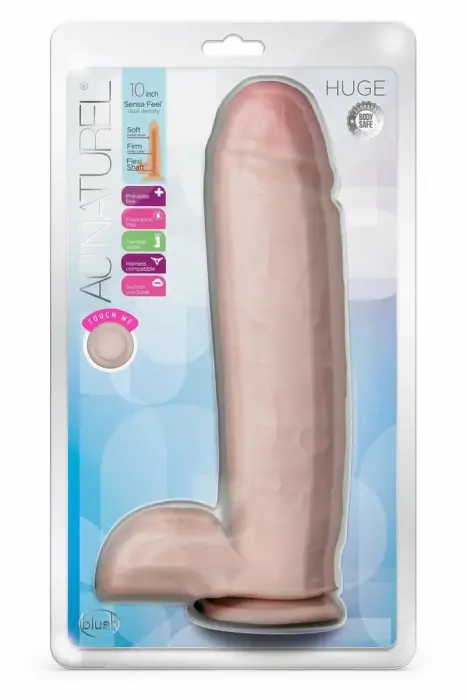 Blush Au Naturel Huge divslāņu dildo ar piesūcēju – 25,4 cm, vaniļa