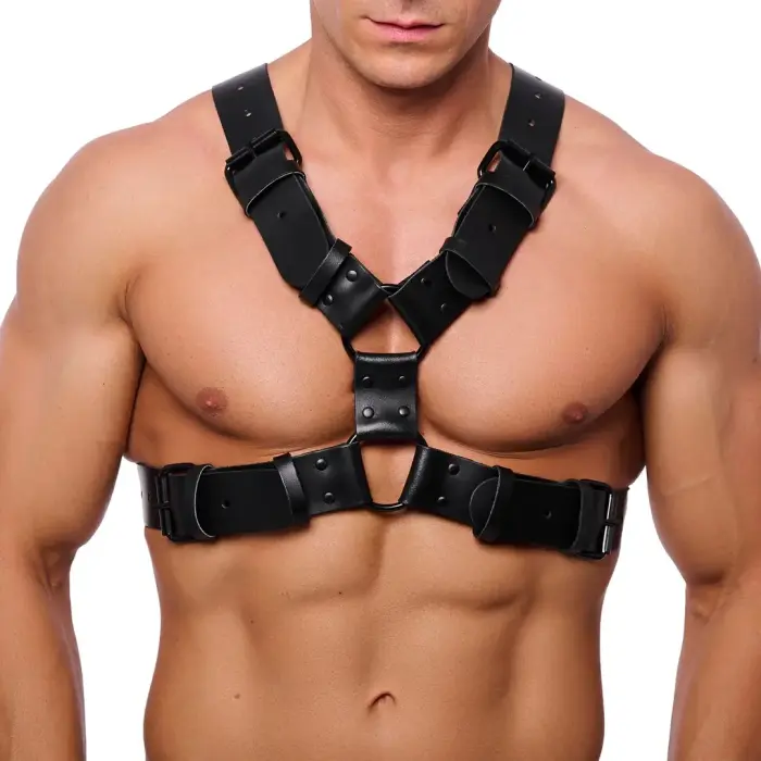Red Leather кожаная упряжь S/M чёрная – регулируемая система из воловьей кожи