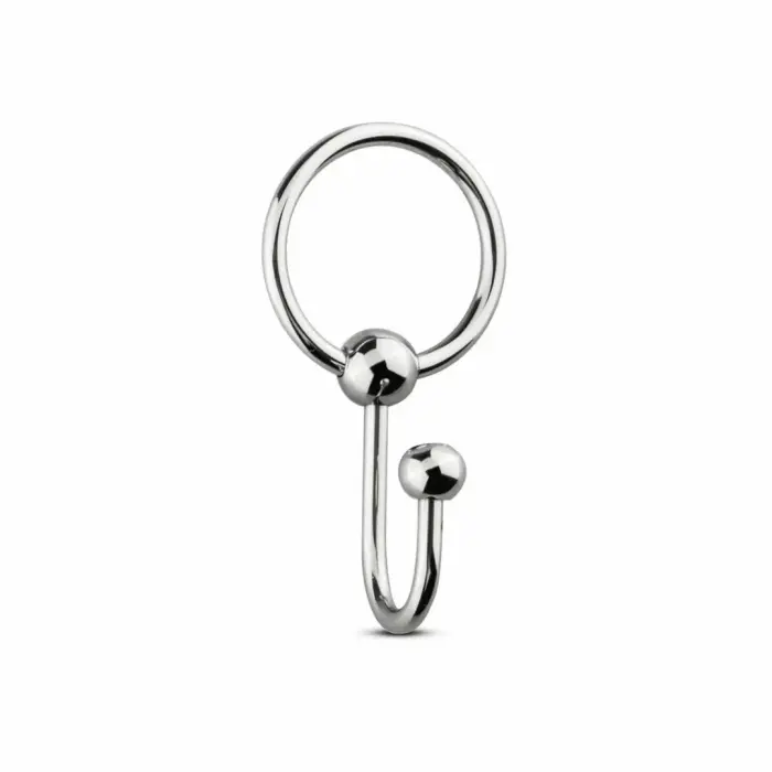 Sinner Gear Stainless Steel Glans Ring with Retention Plug – Silver – M