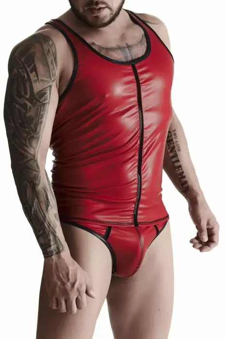 RFP Regnes Fetish Planet Sleeveless Wet Look T-Shirt – Red – S