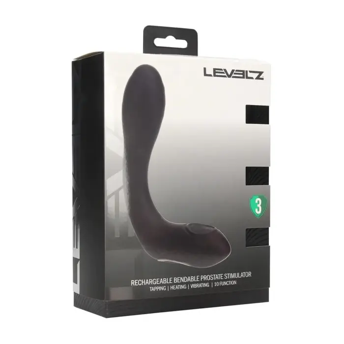 Vibrating Heating Bendable Tapping Silicone Prostate Stimulator – 20 cm (7.9″) – Black