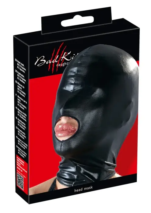 Wet Look täispea mask – must