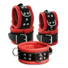 Leather Handcuffs Red - 6,5 cm Photo