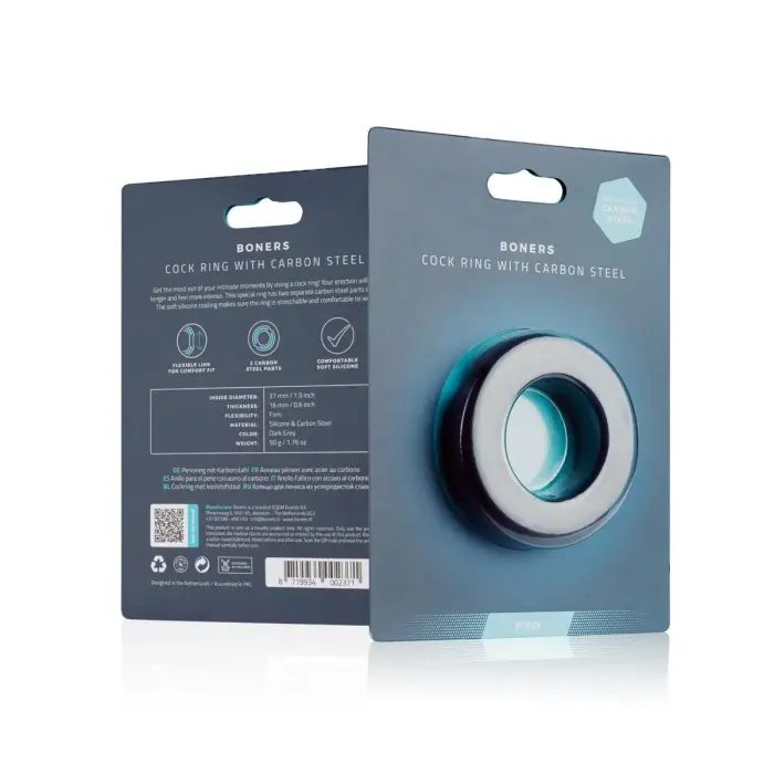 Boners dzimumlocekļa gredzens ar tērauda serdi – pelēks Foto 3