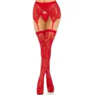 Lace Thigh Highs and Garter Belt – Red – One Size — Photo 4
