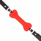 KINK Red Bone Silicone Mouth Gag 12 cm – Adjustable Vegan Leather Strap – Red — Photo 4