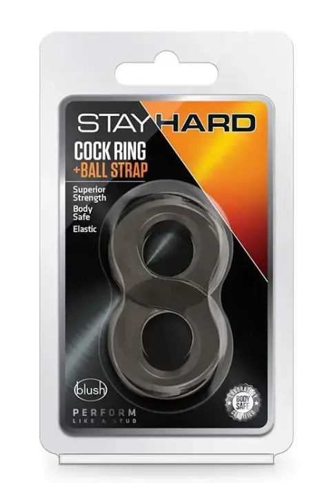 STAY HARD Cock Ring and Ball Strap – Black