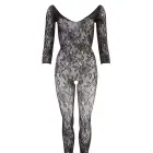 NO:XQSE ziedu mežģīņu catsuit – melns – S/L Foto 5