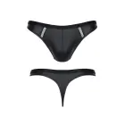Men's Wetlook Thong with Decorative Band – Black – XXL — Photo 4