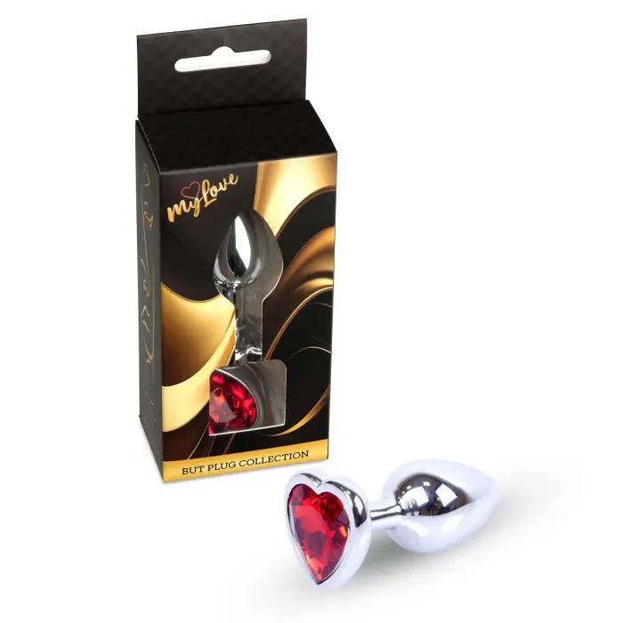 MyLove Toys Jewellery Silver анальная пробка в форме сердца – 7 cm (2.8″) – Красная