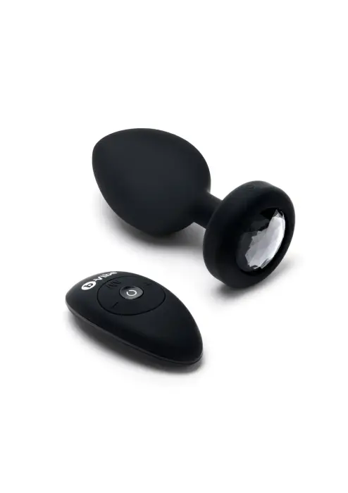 B-Vibe vibrējošs anālais spraudnis ar dārgakmeni – XXL – Melns