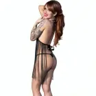 Chilirose CR 4462 melns babydoll naktskrekls un komplekts ar mežģīņu dekoru – L/XL — Foto 3