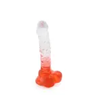 Kiotos Cox krāsains dildo ar piesūcekni – 22.5 cm (9″) – Caurspīdīgs/Sarkans — Foto 2