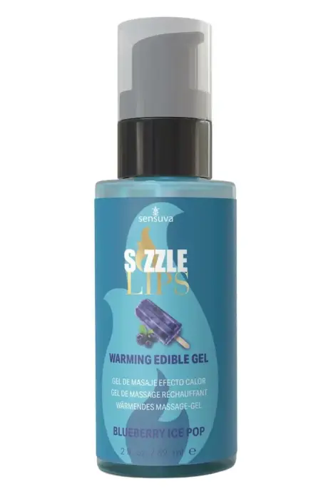 Sensuva Sizzle Lips – edible warming gel – blueberry ice pop – 59 ml