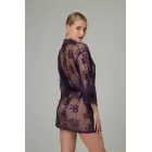 Christine Lace Kimono Graceful Purple - Elegant Sheer Robe with Belt — Фото 2
