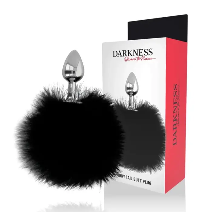 Darkness – silikoonist anaalkork kunstkarvast sabaga – must – 7 cm