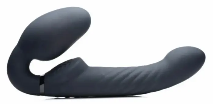 Swirl – strapless vibrating strap-on with inflatable bulb and remote – black