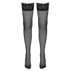 Cottelli Collection zeķes līdz augšstilbam ar mežģīņu jostu un šuvi aizmugurē – melnas – 8cm — Foto 4