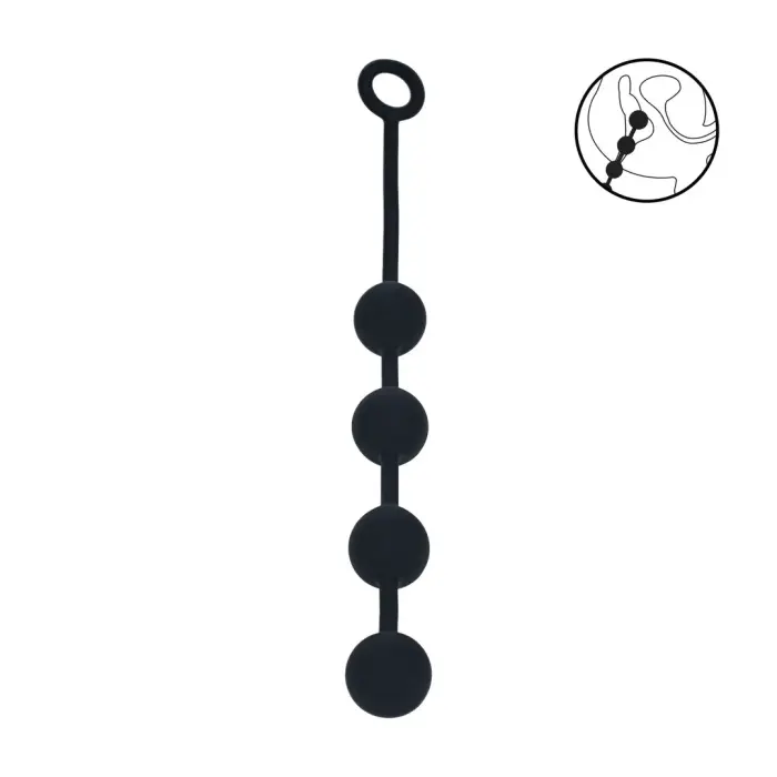 Round Silicone Anal Balls - L - 40mm - Black Photo