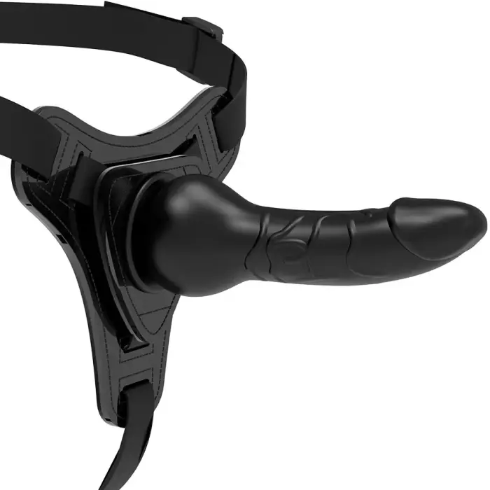 Fetish Submissive – silicone strap-on with elastic harness – black – 16 cm