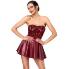 Noir Handmade – korsetes mini kleita bez lencēm ar flokētu powernet un wetlook svārkiem – bordo – L — Foto 3