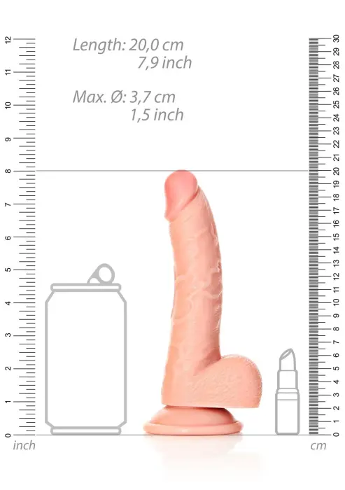 Išlenktas realistiškas dildo su sėklidėmis ir siurbtuku – 18 cm (7″) Photo