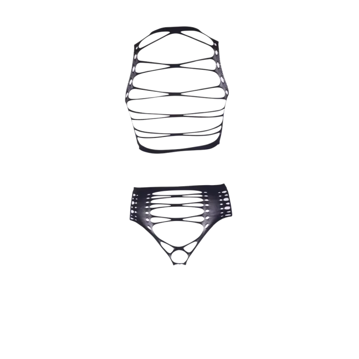 Helike Two Piece Set with Open Cups, Crop Top and Pantie – One Size Photo