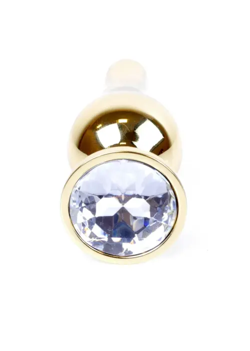 Plug-Jewellery zelta anālais spraudnis ar caurspīdīgu kristālu – 9.5 cm (3.7″)